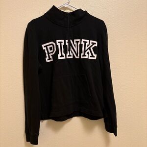 Victoria’s Secret PINK black quarter zip crew neck size large
